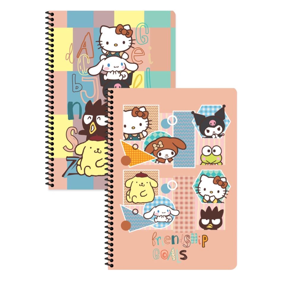 Keskin Color Hello Kitty and Friends Çizgili Defter 2 Adet | 16,5 x 22,5 cm | Spiralli – 80 Yaprak