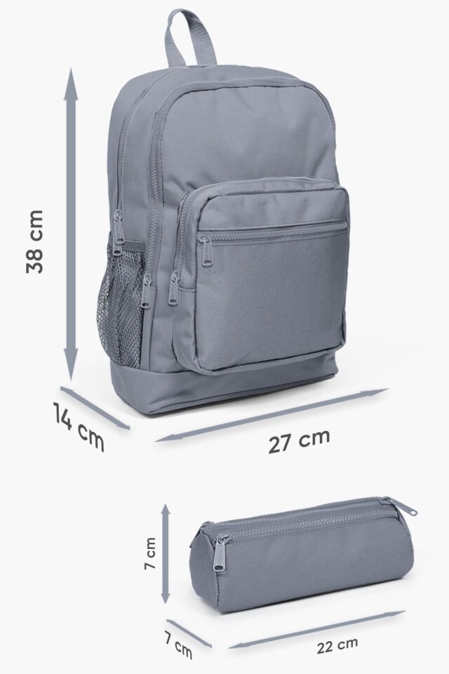 Kids Siyah Gri Kamuflaj Desenli 2'li Okul Çanta Seti SET0223117