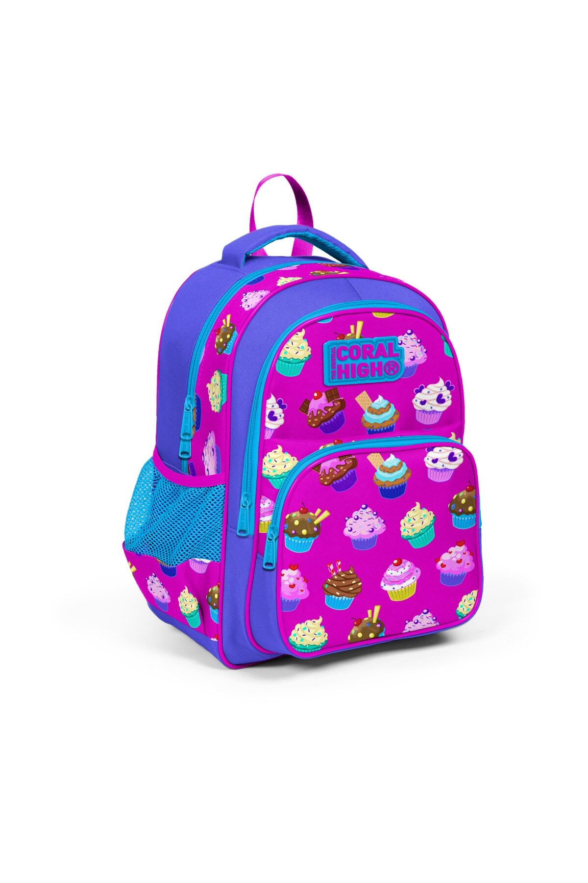 Kids Lacivertt Mavi Üç Bölmeli Okul Sırt Çantası Pembe