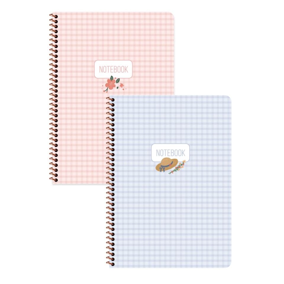 Keskin Color A4 Çizgili Stickerli Spiralli Pötikare Defter Seti 2 Adet | 80 Yaprak