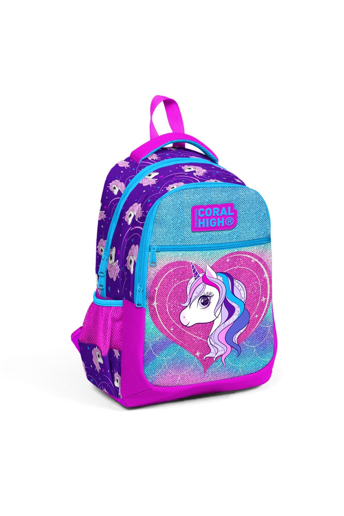 Kids Mor Pembe Üç Bölmeli Okul Çantası Pembe