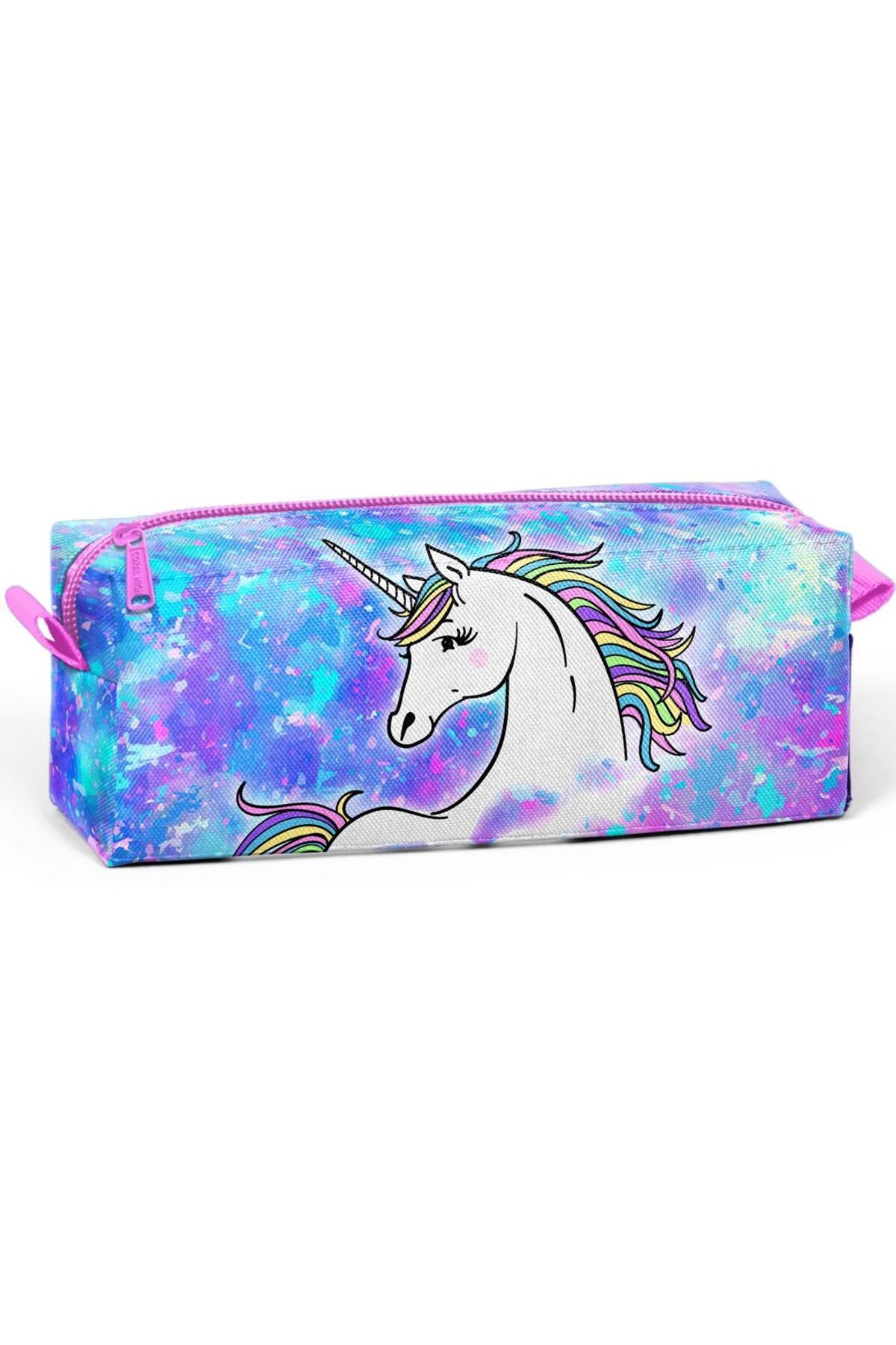 Coral High Tek Gözlü Mavi Unicorn Desenli Kalem Çantası - Kız Renkli