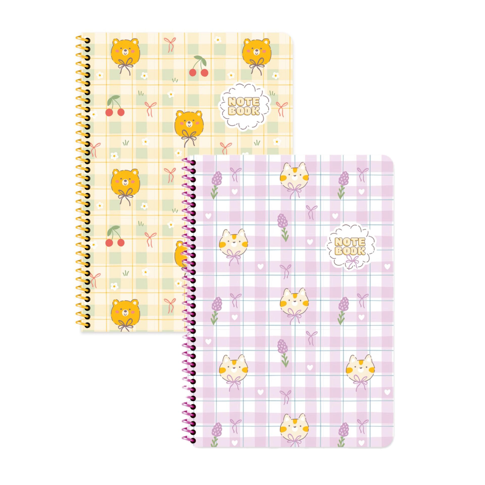 Keskin Color Kawaii Çizgili Stickerli Defter Seti 2 Adet | 16,5 x 22,5 cm | Spiralli – 80 Yaprak
