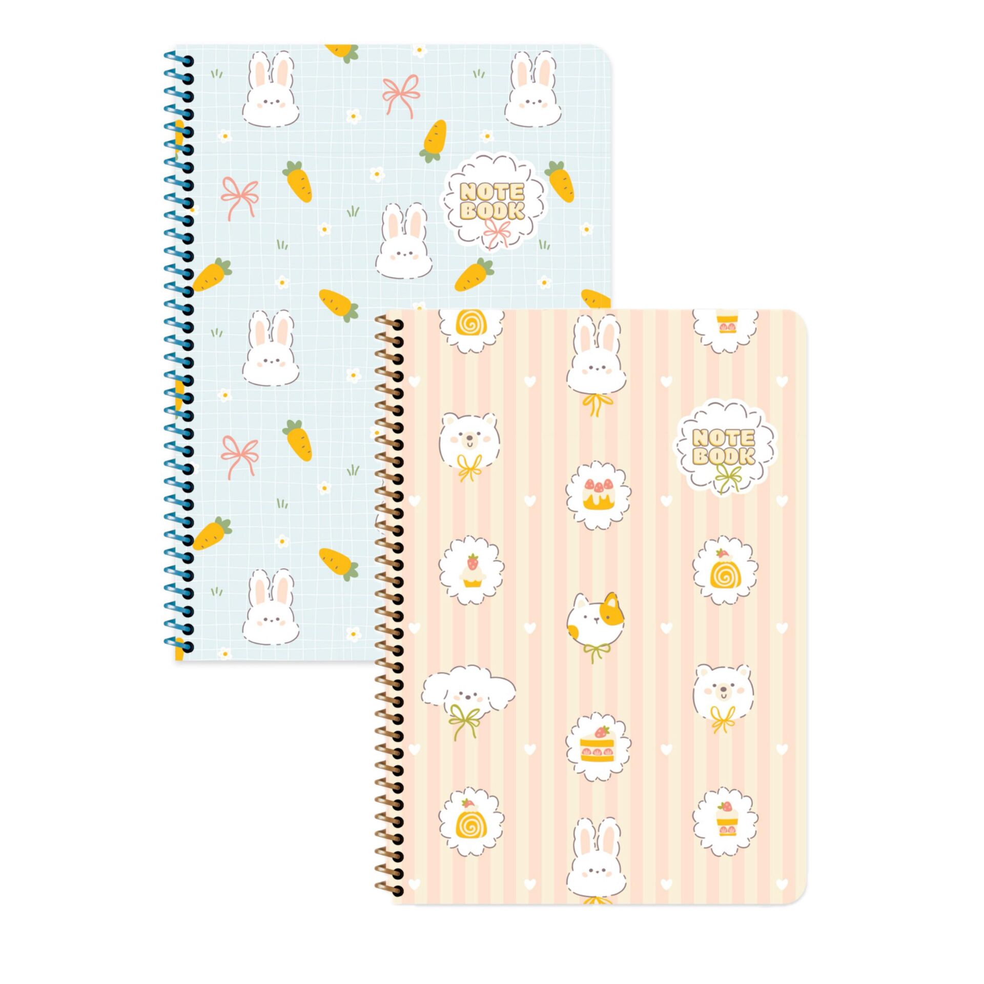 Keskin Color Kawaii Çizgili Stickerli Defter Seti 2 Adet | 16,5 x 22,5 cm | Spiralli – 80 Yaprak