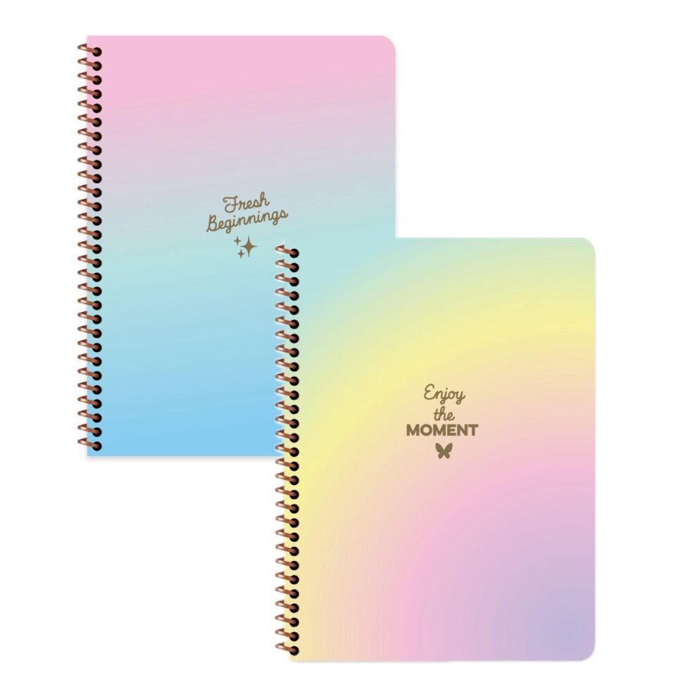 Keskin Color Peritozu Çizgili Stickerli Defter Seti 2 Adet | 16,5 x 22,5 cm | Spiralli – 80 Yaprak