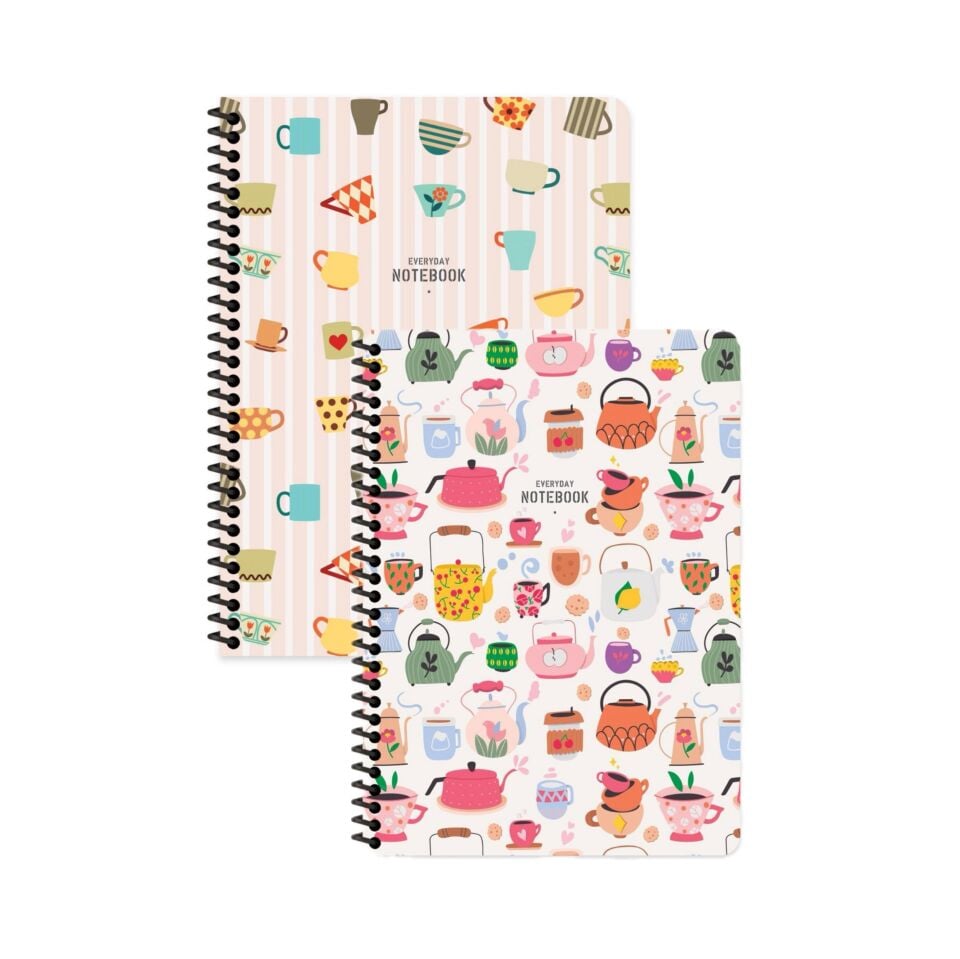 Keskin Color Coffee Çizgili Defter Seti (2’li) | 16.5 x 22.5 cm | Spiralli – 80 Yaprak