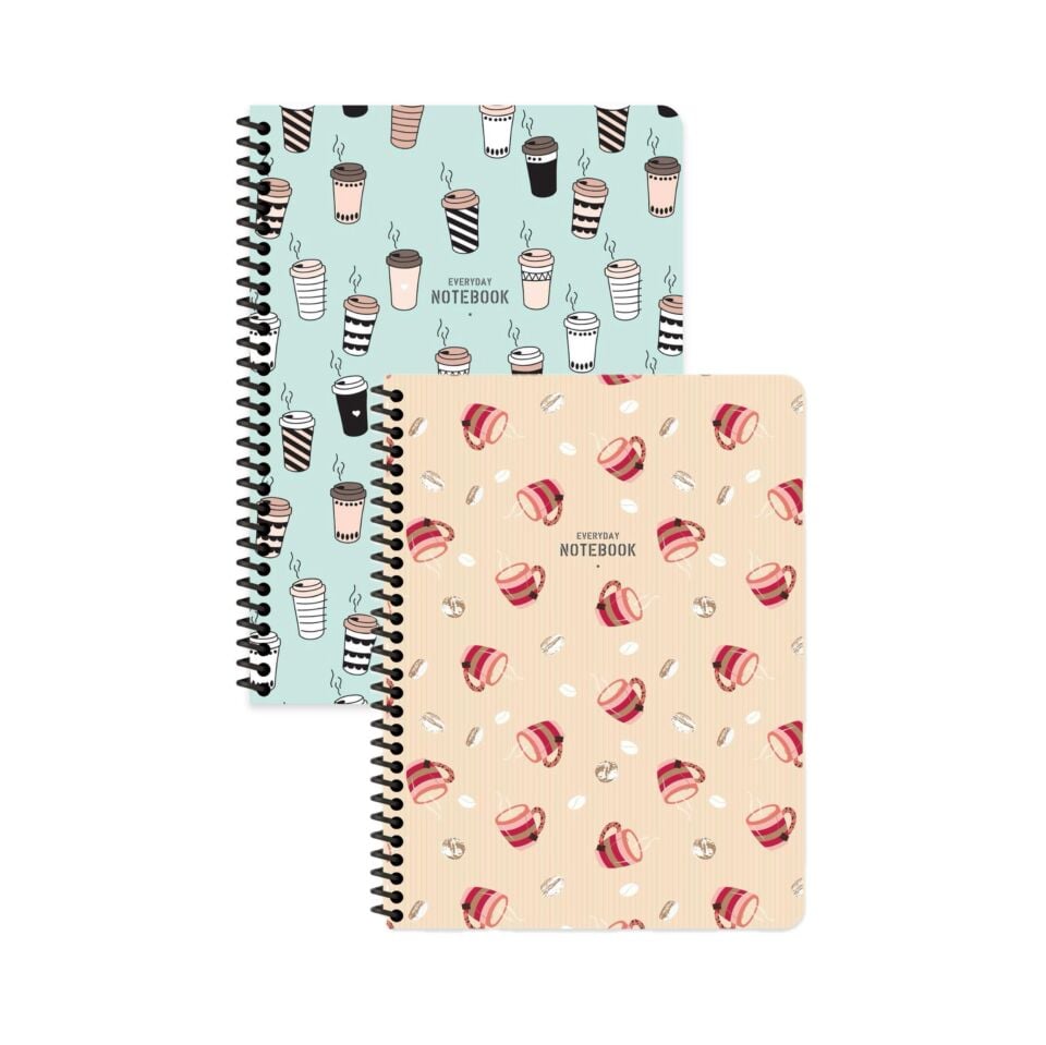 Keskin Color Coffee Çizgili Defter Seti (2’li) | 16.5 x 22.5 cm | Spiralli – 80 Yaprak