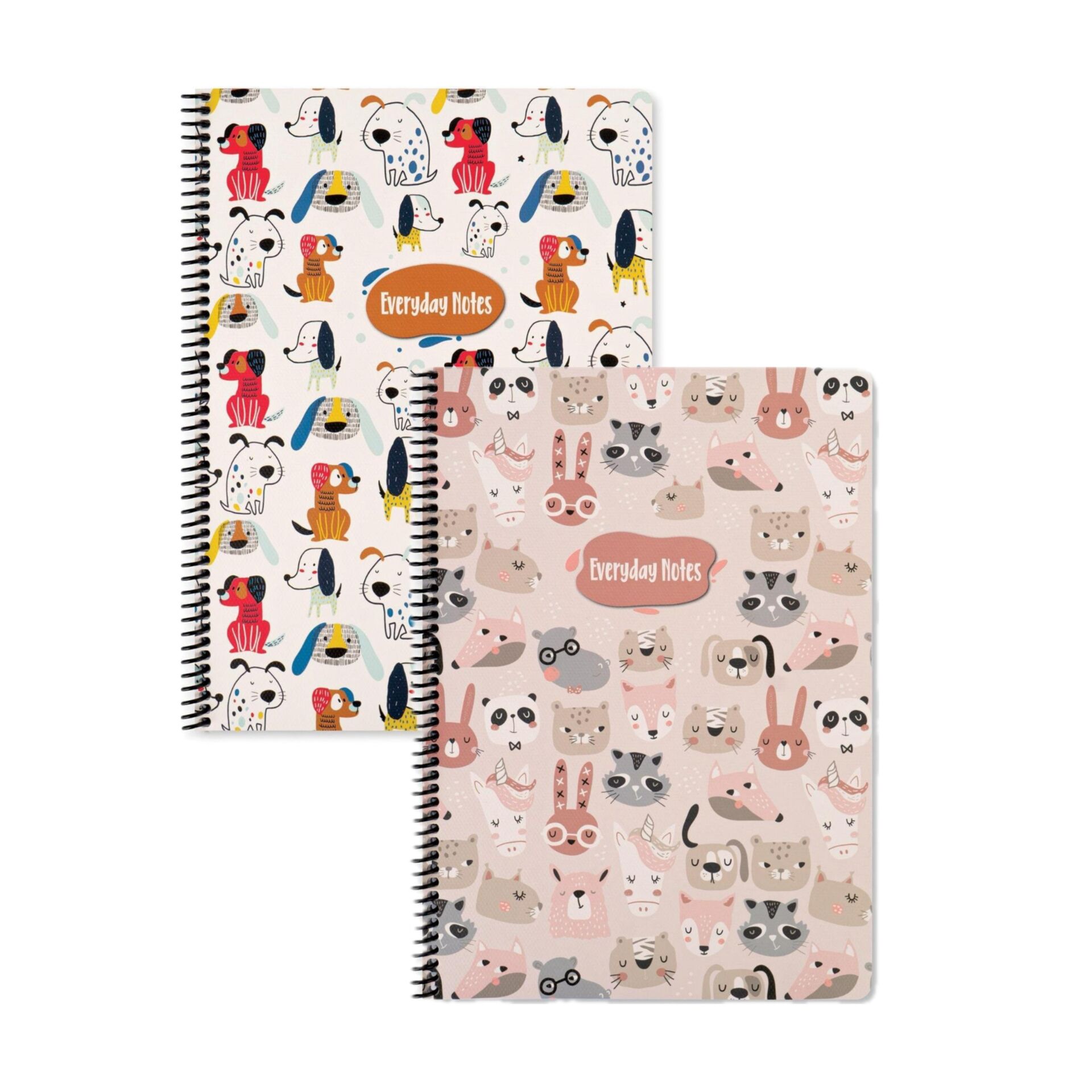 Keskin Color Animal Friends Çizgili Defter Seti (2’li) | 16.5 x 22.5 cm | Spiralli – 80 Yaprak