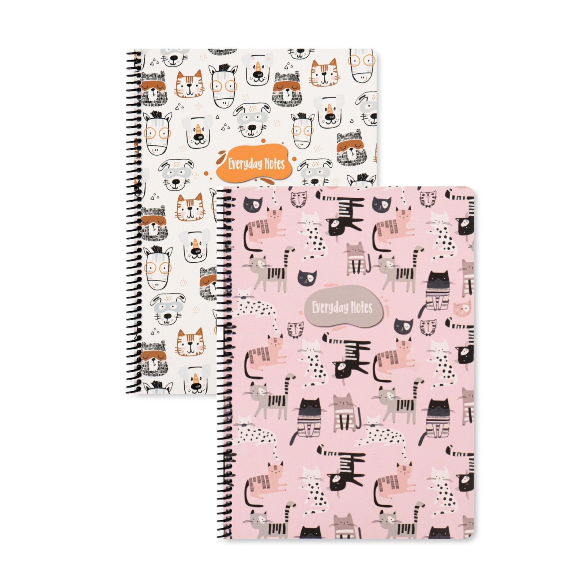 Keskin Color Animal Friends Çizgili Defter Seti (2’li) | 16.5 x 22.5 cm | Spiralli – 80 Yaprak