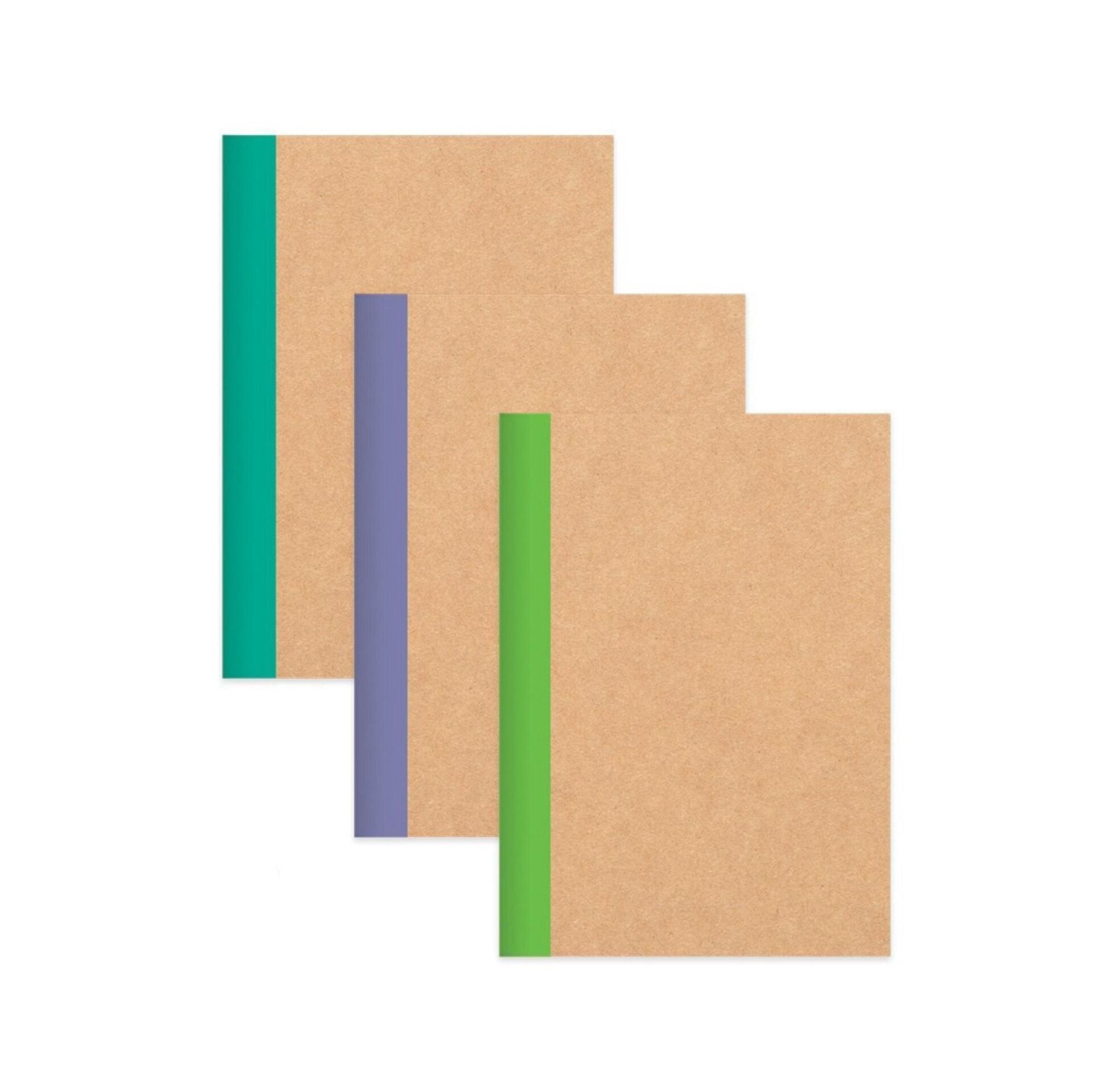 Keskin Color Kareli Stickerli Kraft Kapak 3'lü Defter Set | 18,5 X 26 Cm | 50 Yaprak