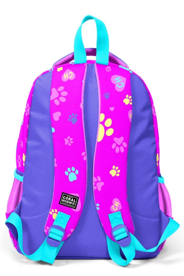 Kids Desenli Üç Bölmeli Okul Sırt Çantası Pembe