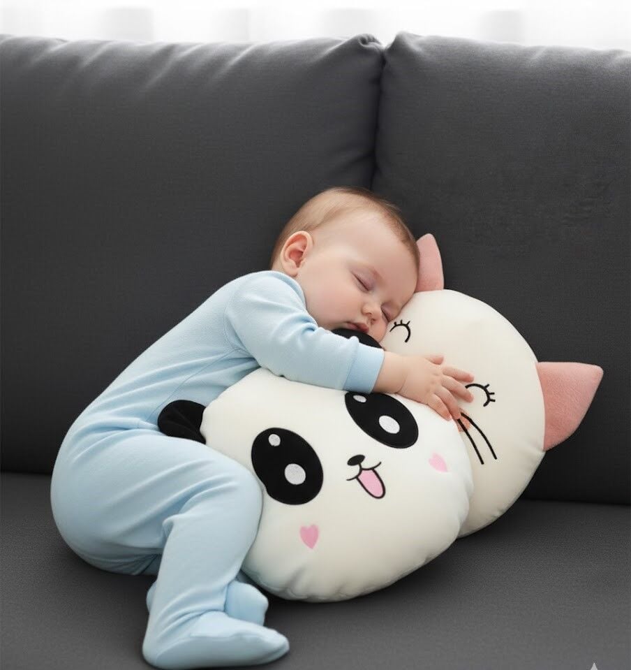 Sozzy Sevimli Peluş Panda ve Kedi Yastık Seti