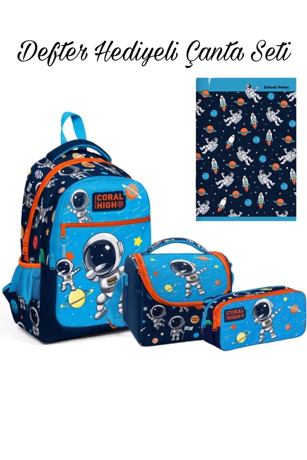 Kids Okul Çanta Seti (Defter Hediyeli) Mavi