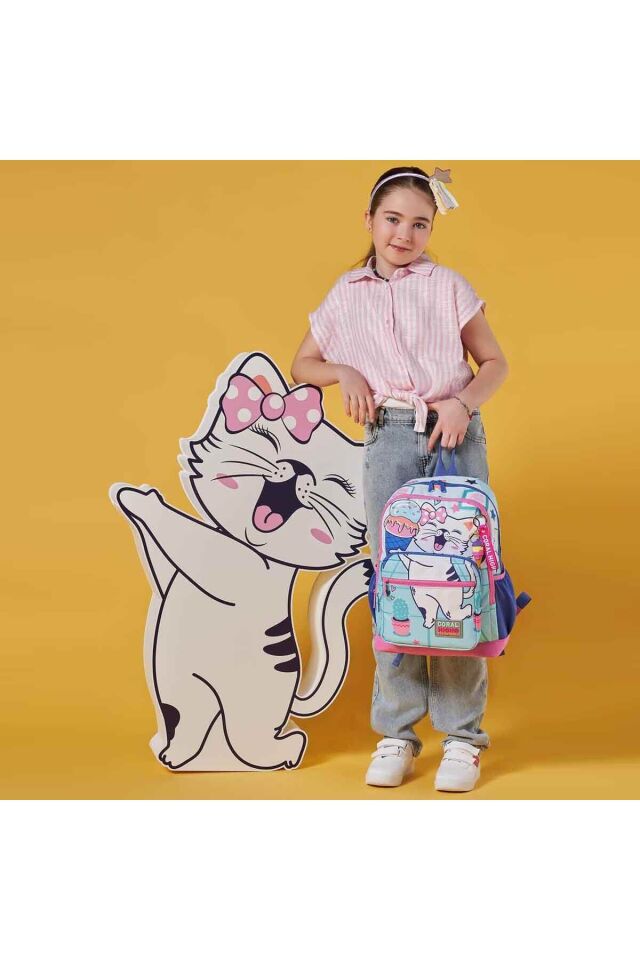 Sevimli Kedi Desenli Okul Çantası 23751