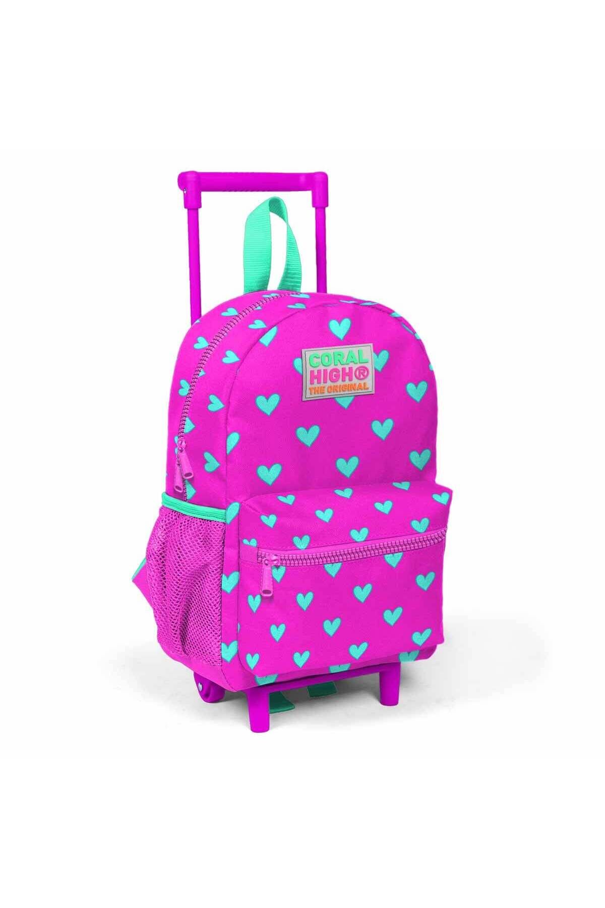 Coral High Kalp Desenli Çekçekli Anaokulu Çantası 24005