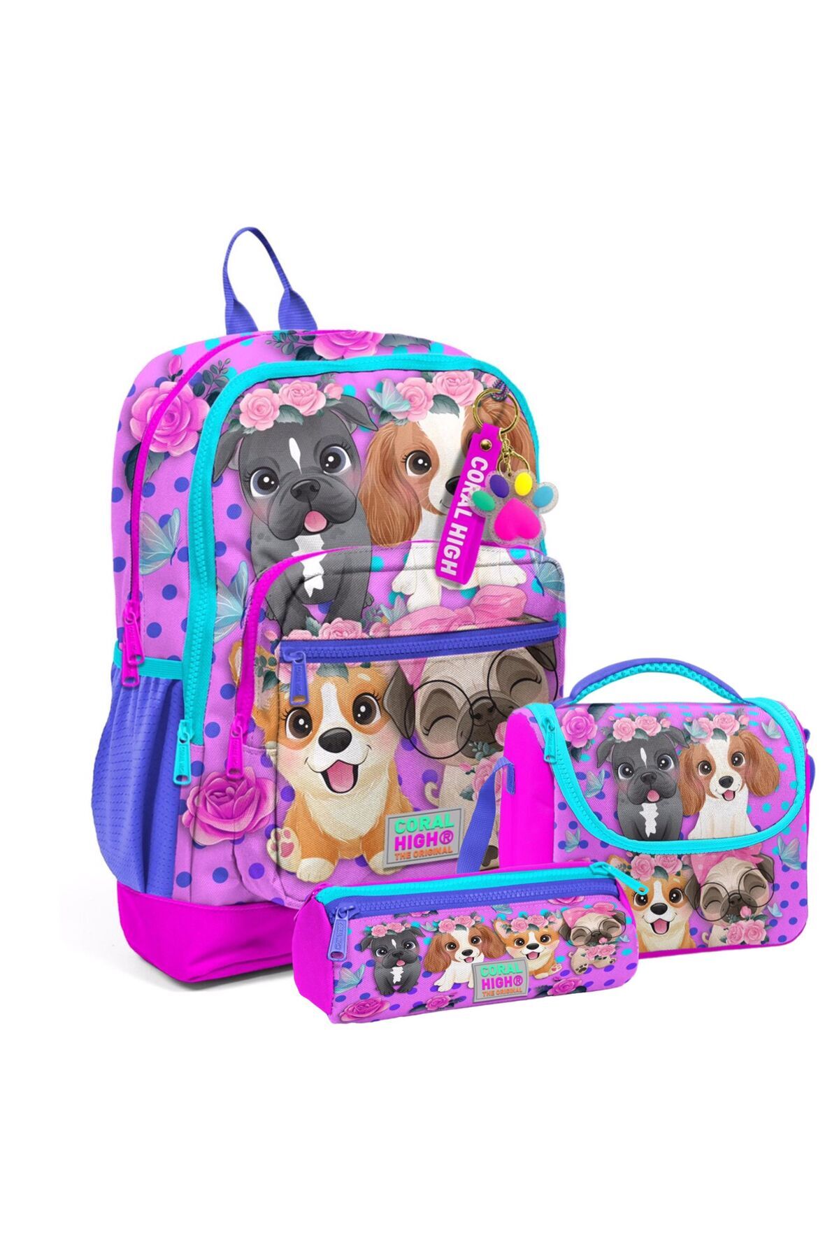 Kids Pembe Köpek Desenli Okul Sırt Çanta Seti 23750 Pembe
