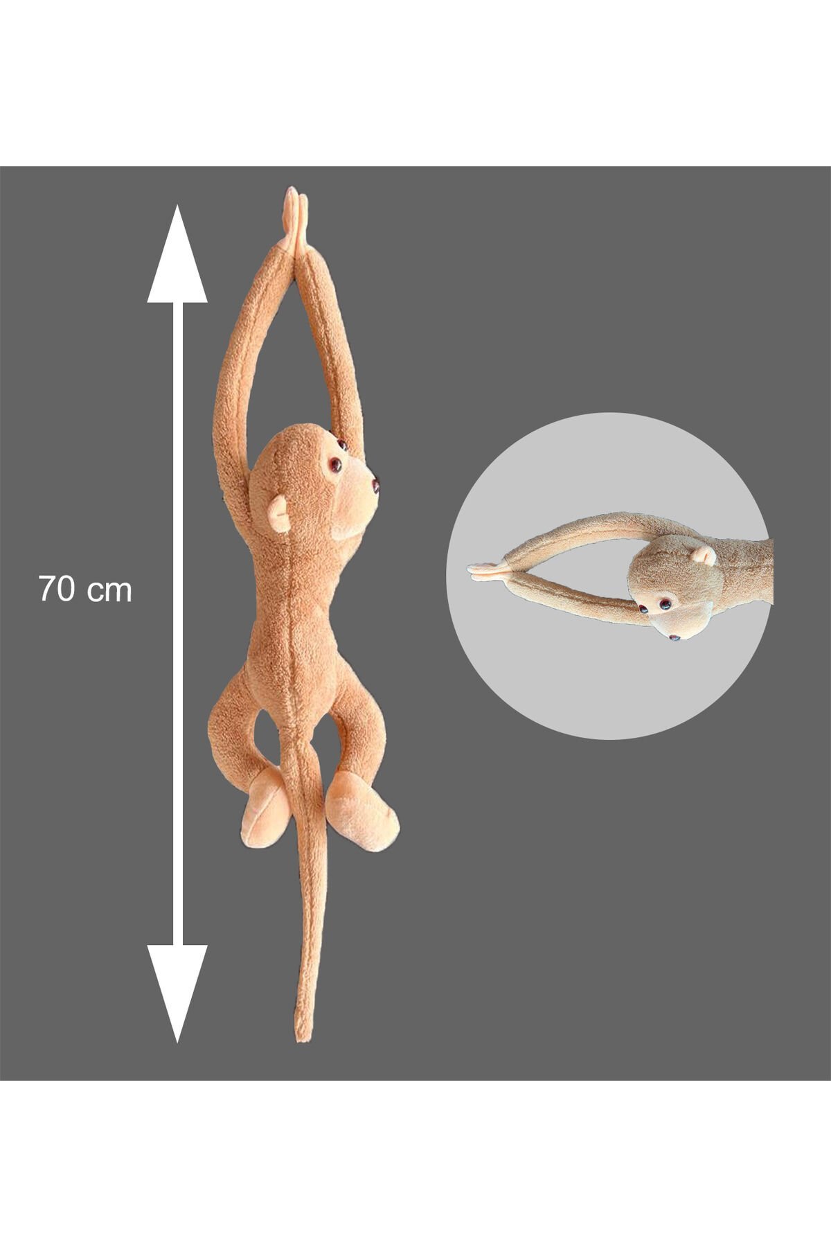 Elleri Yapışan Oyun Ve Uyku Arkadaşı Peluş Maymun Oyuncak Sarılan Maymun