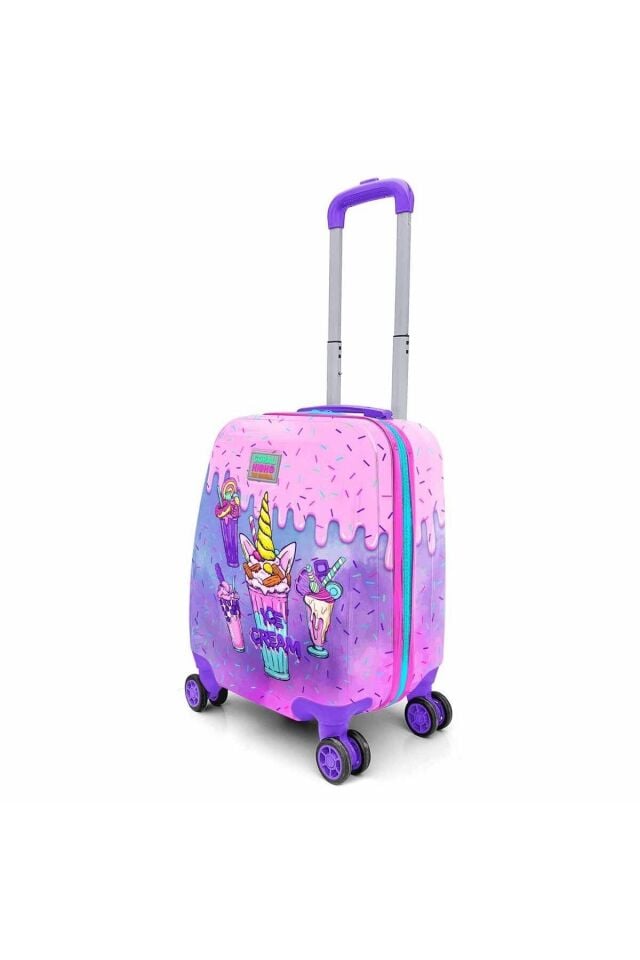 Dondurma Desenli Mor Çekçekli Valiz