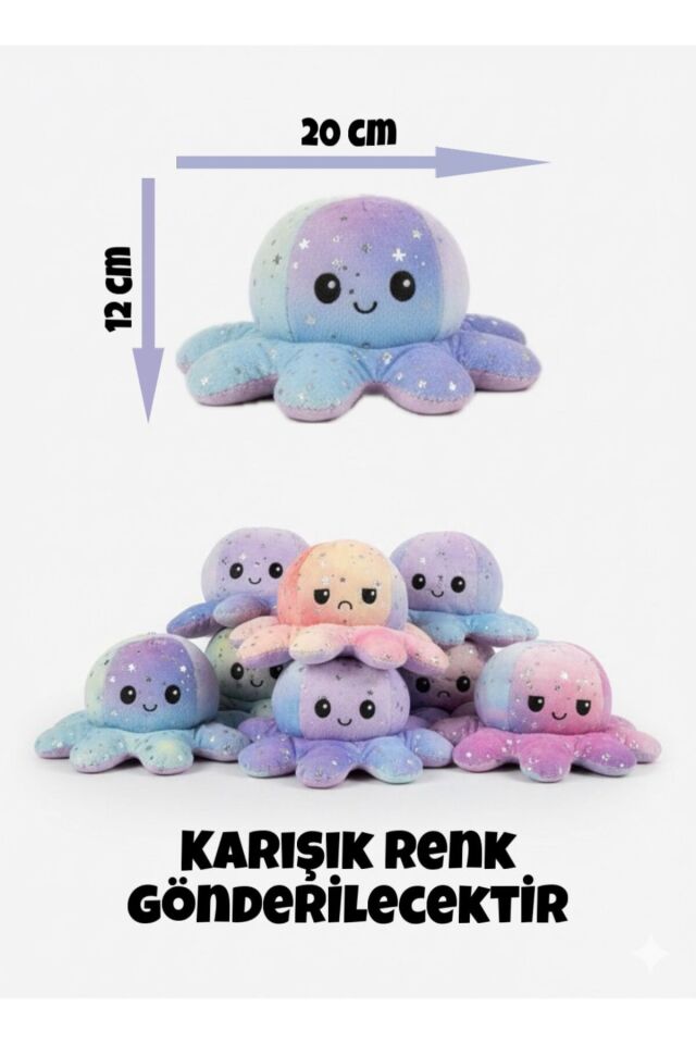 Atakids Mod Değiştiren Sevimli Peluş Ahtapot Oyuncak - Anahtarlık - Çanta Süsü