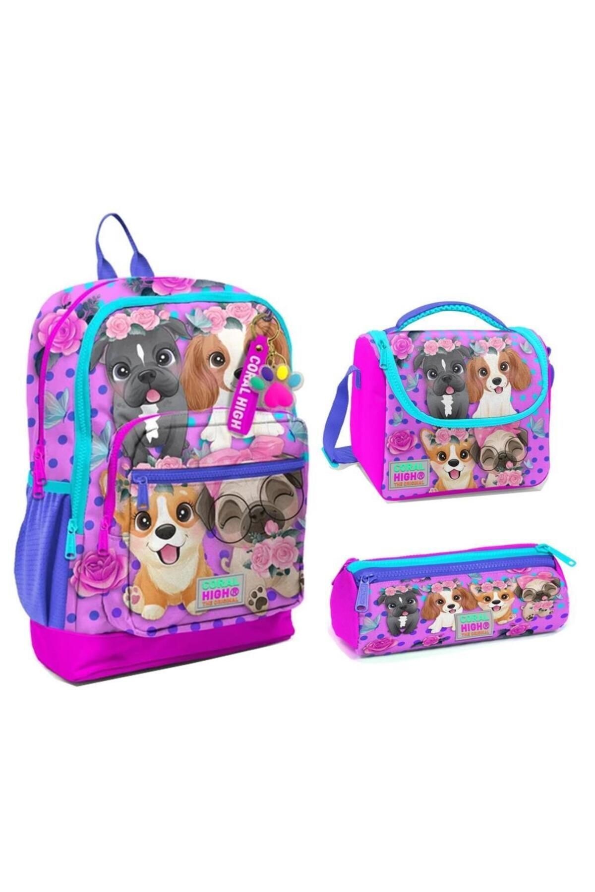Coral High 23750 İlkokul Sırt Çantası + Beslenme Çantası + Kalem Kutusu 3'lü Set