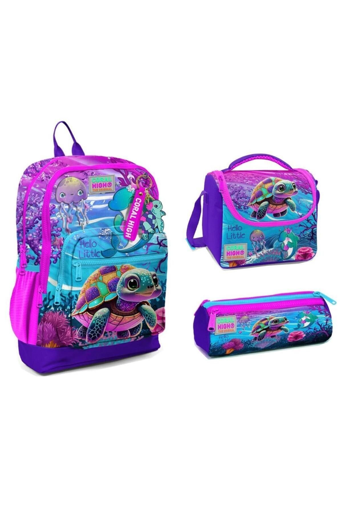 Coral High 23756 İlkokul Sırt Çantası + Beslenme Çantası + Kalem Kutusu 3'lü Set