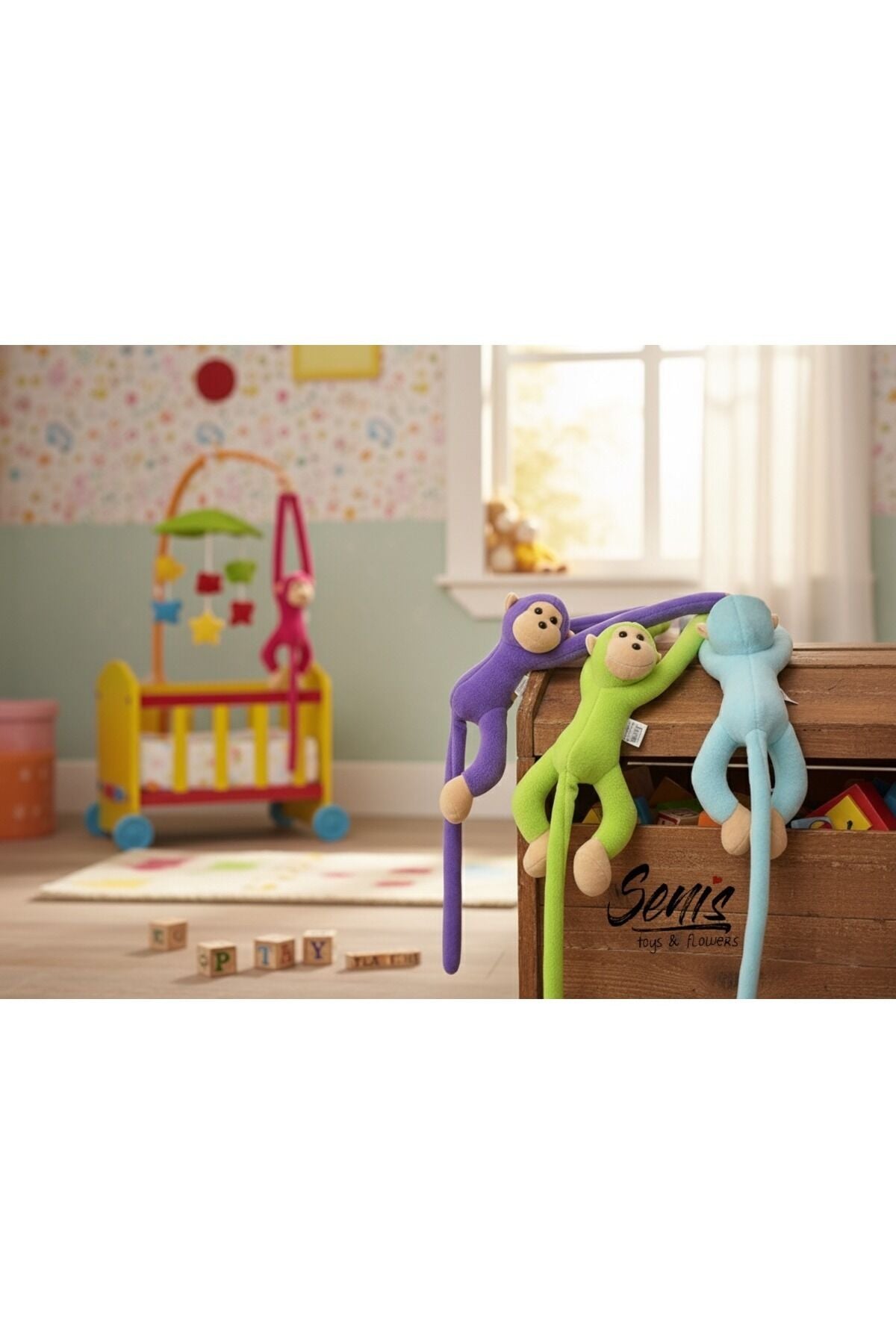 Peluş Maymun Elleri Yapışan Oyun Ve Uyku Arkadaşı Peluş Maymun Oyuncak Sarılan Maymun