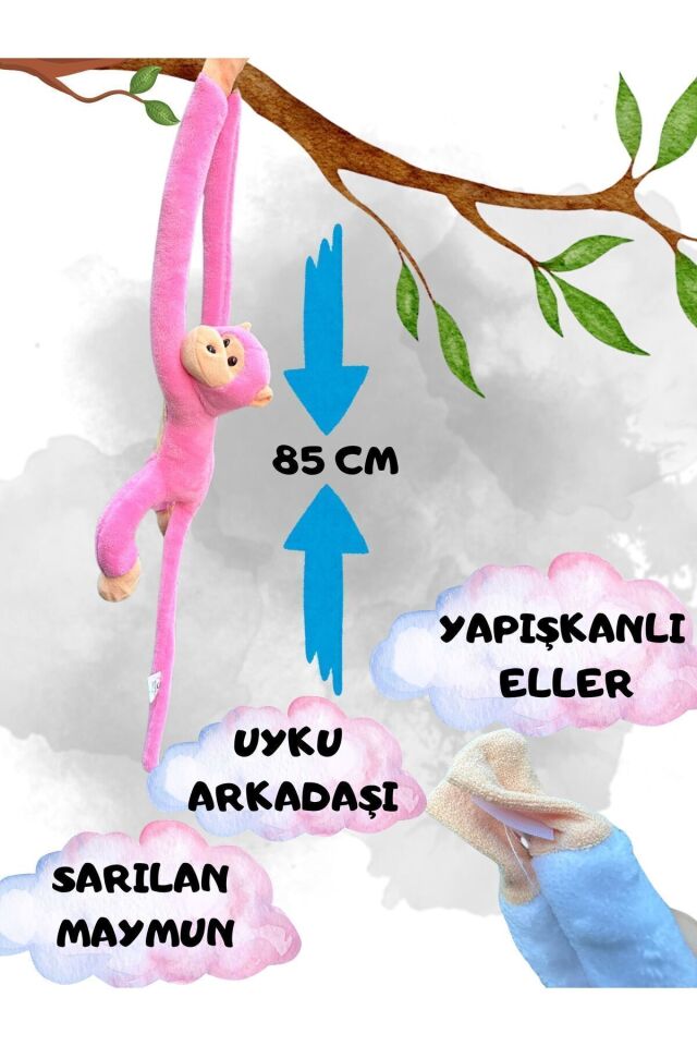 Peluş Maymun Elleri Yapışan Oyun Ve Uyku Arkadaşı Peluş Maymun Oyuncak Sarılan Maymun