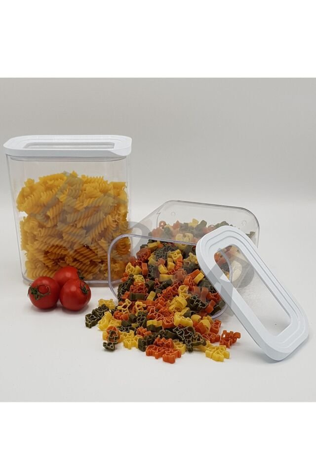 Dikdörtgen Contalı Kapaklı 2'li 1,5lt Mutfak Saklama Kabı