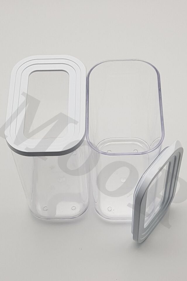 Dikdörtgen Contalı Kapaklı 2'li 1,5lt Mutfak Saklama Kabı