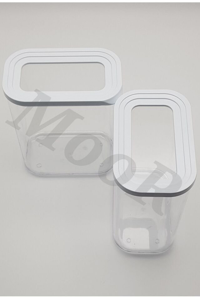 Dikdörtgen Contalı Kapaklı 2'li 1,5lt Mutfak Saklama Kabı