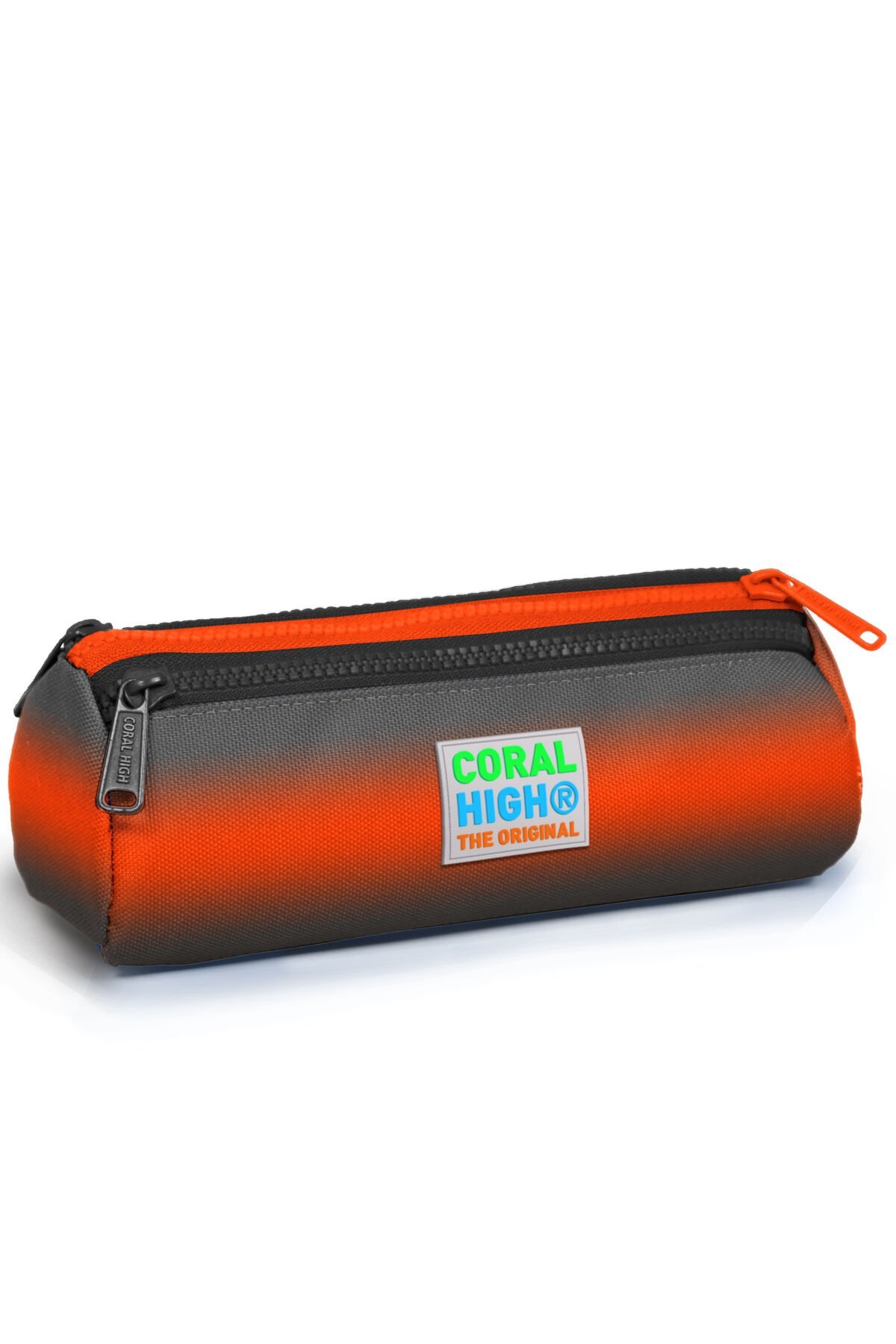 Kids Gri Turuncu Renk Geçişli Üç Bölmeli Kalem Çantası 22048