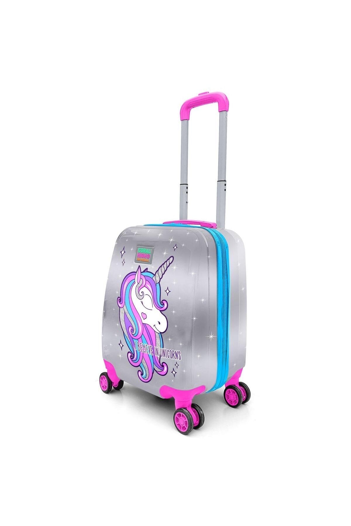 Kids Kız Çocuk Valizi Gümüş Unicorn