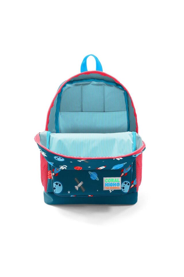 Kids Civit Kırmızı Uzay Desenli 3’lü Okul Çanta Seti