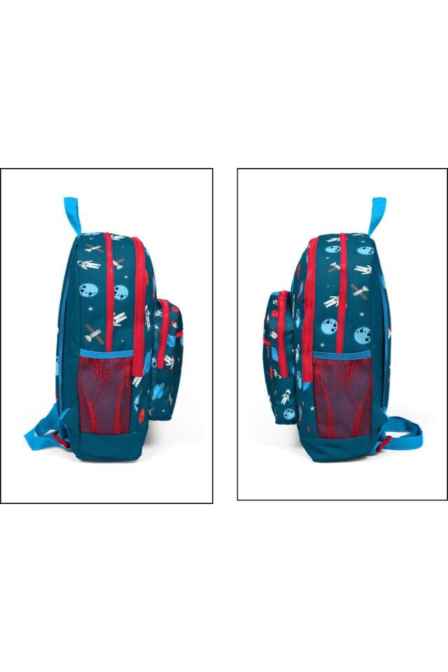 Kids Civit Kırmızı Uzay Desenli 3’lü Okul Çanta Seti