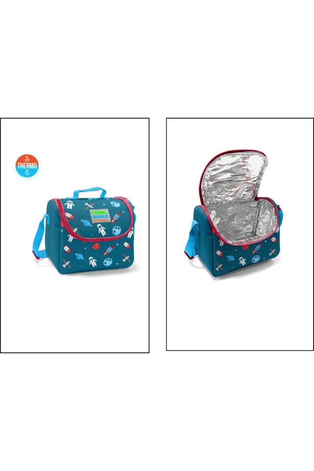 Kids Civit Kırmızı Uzay Desenli 3’lü Okul Çanta Seti