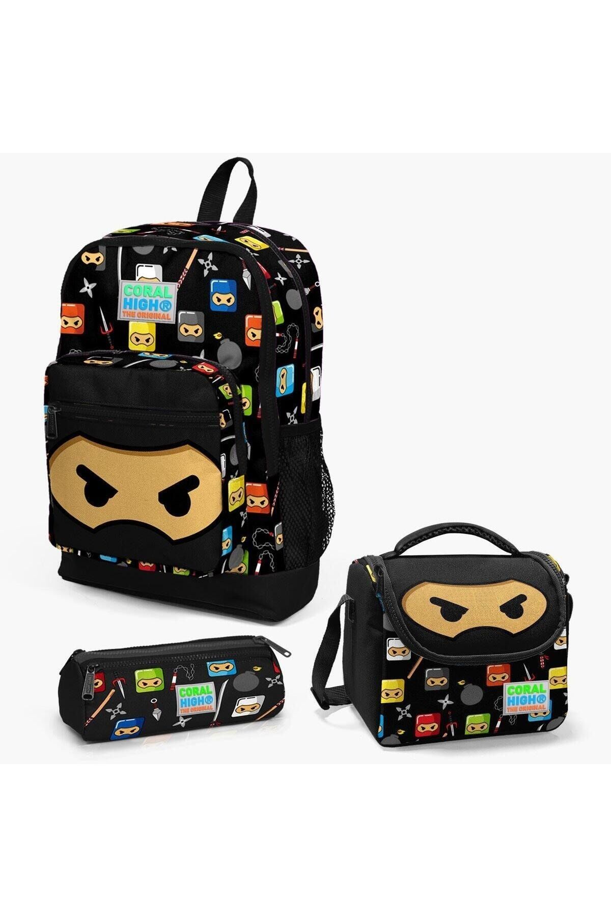 CORAL HIGH NİNJA DESENLİ 3'LÜ ÇANTA SETİ 23473