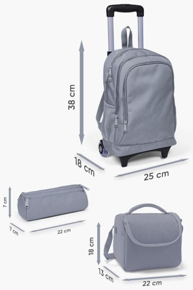 Kids Lavanta Su Yeşili Unicorn Desenli Çekçekli 3’lü Okul Çanta Seti SET0123929