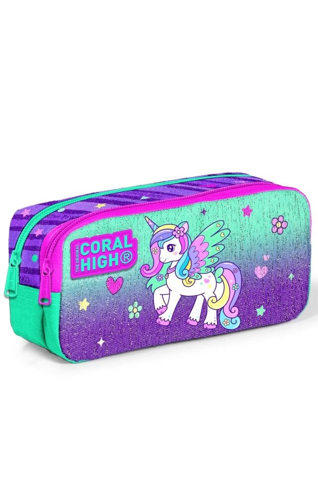 Coral High Kids Mor Su Yeşili Unicorn Desenli 2’li Okul Çanta Seti SET0123487