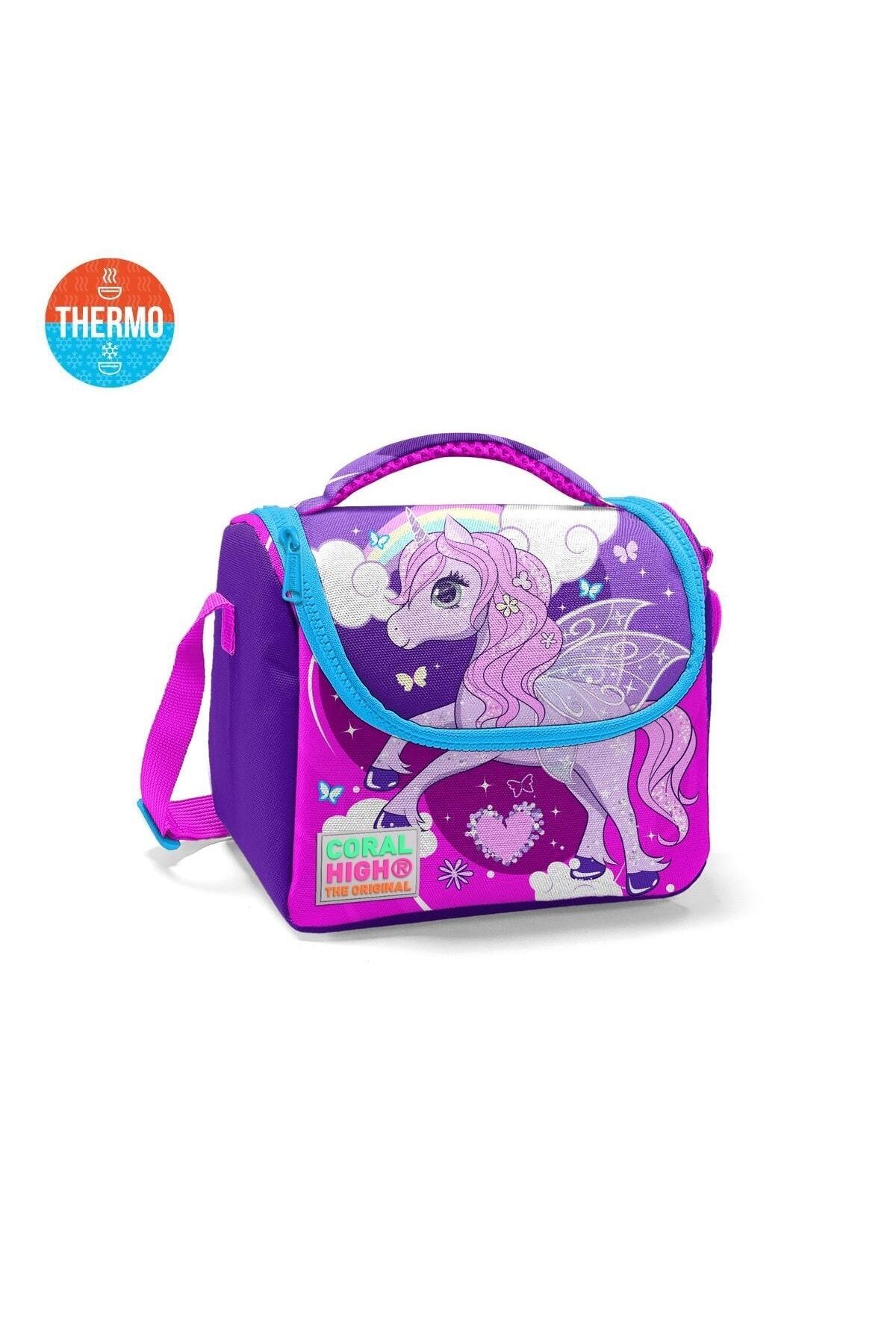 Kids Yeni Beslenme Çantası Mor Pembe Unicorn