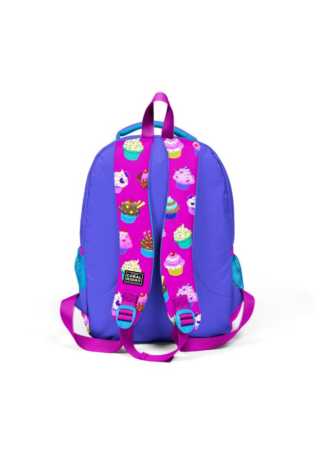 Coral High Kids Lavanta Pembe Cupcake Desenli Üç Bölmeli Okul Sırt Çantası 23495