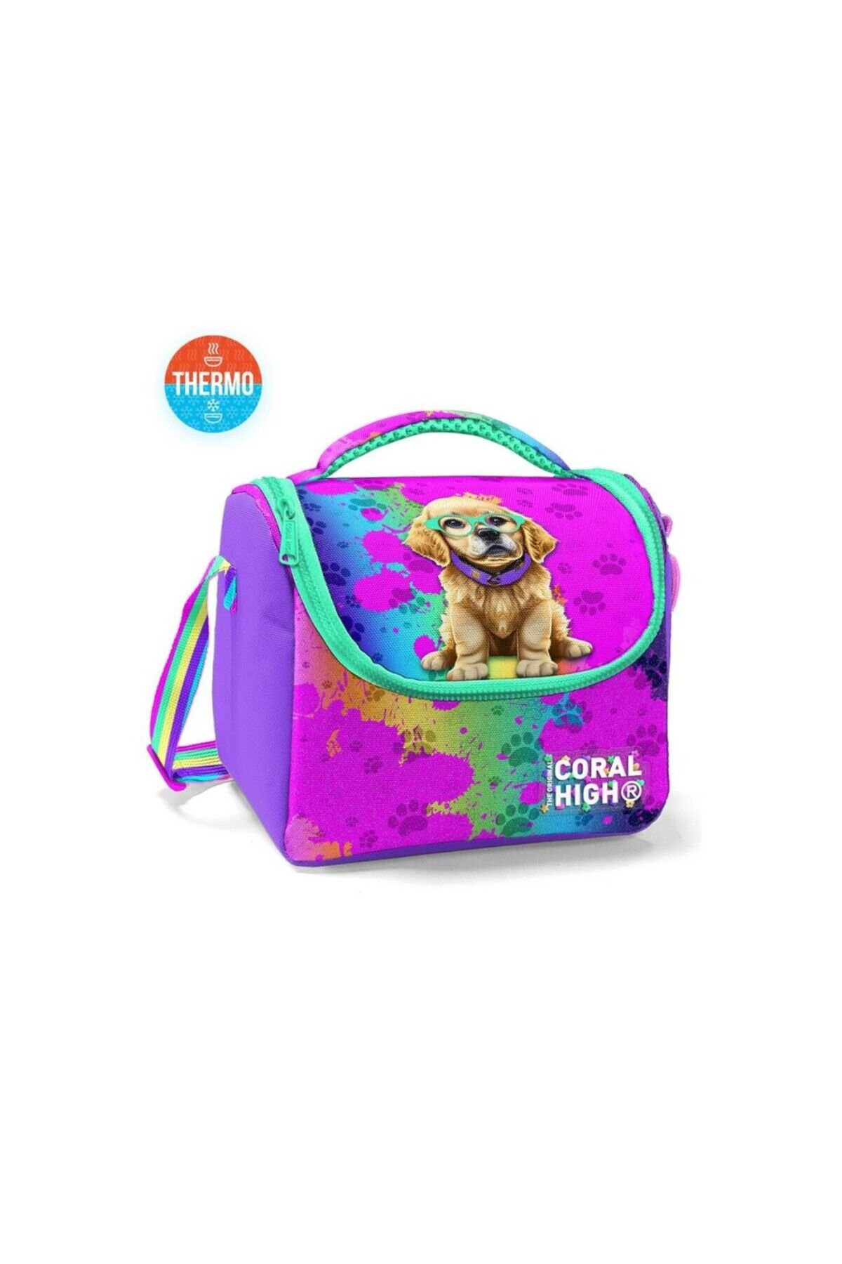 Mor Pembe Köpek Desenli Thermo Beslenme Çantası 11882