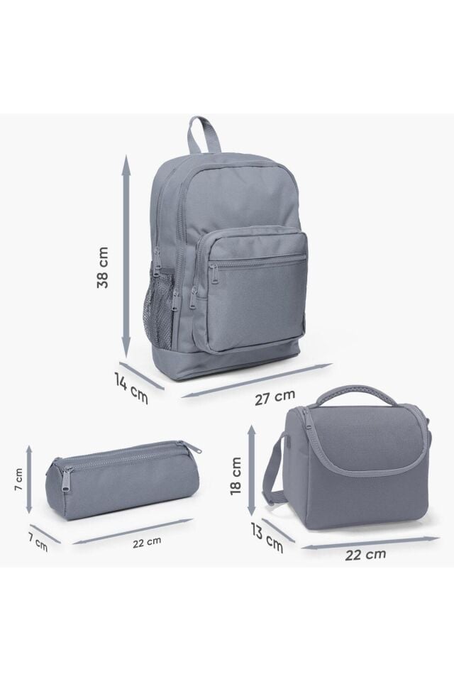 Kids Mor Pembe Unicorn Desenli 3’lü Okul Çanta Seti