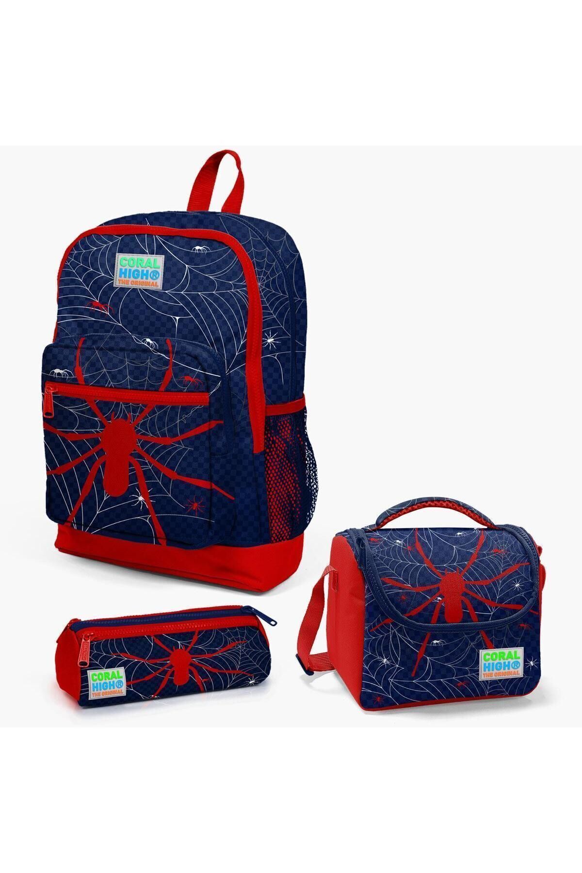 CORAL HIGH ÖRÜMCEK DESENLİ 3'LÜ ÇANTA SETİ