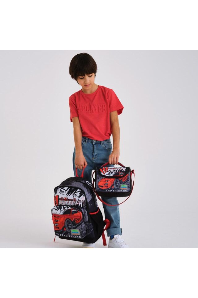 Coral High Kids 3 Lü Anime Araba Desenli Sırt Çantası Seti
