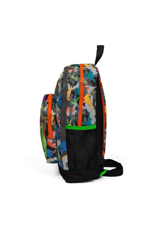 Coral High Kids Siyah Gri Dinozor Desenli 3’lü Okul Çanta Seti