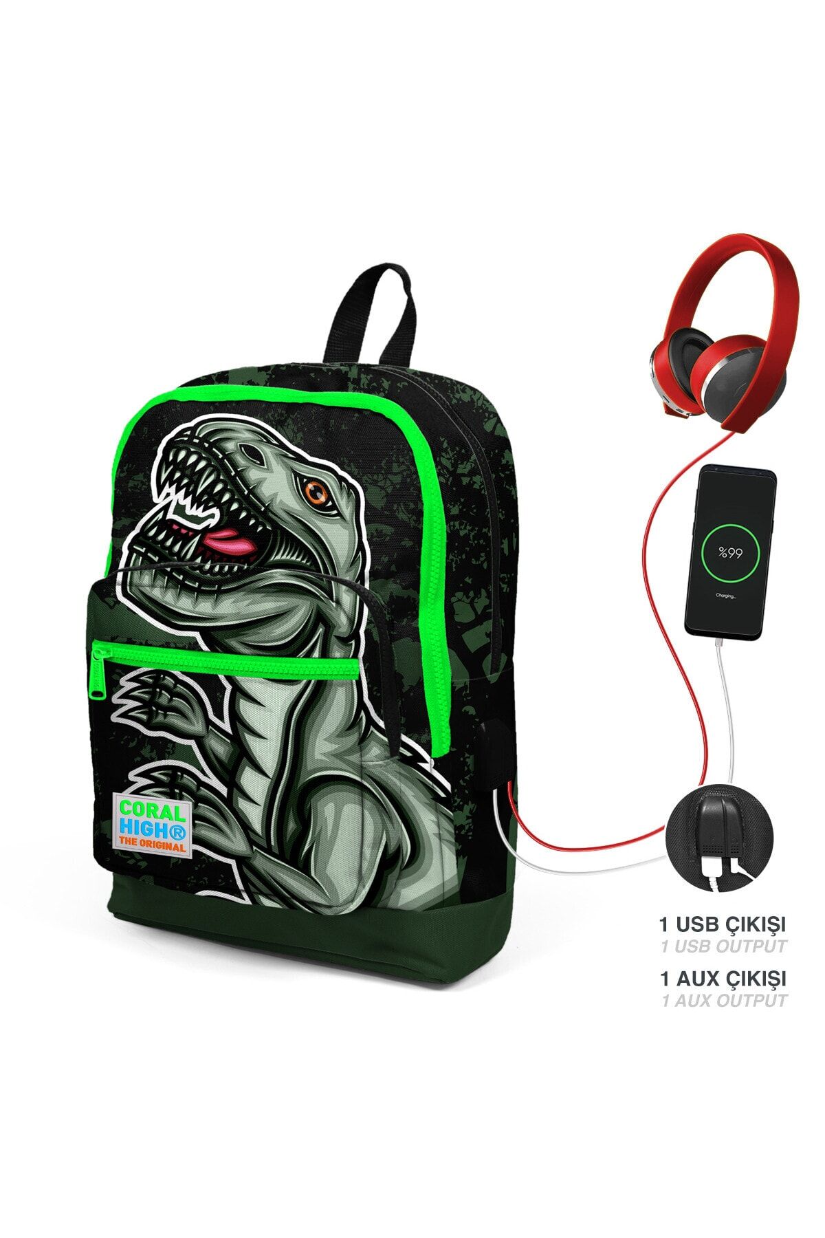 23825 Coral Hıgh Sırt Çanta (usb+auxsoketli)