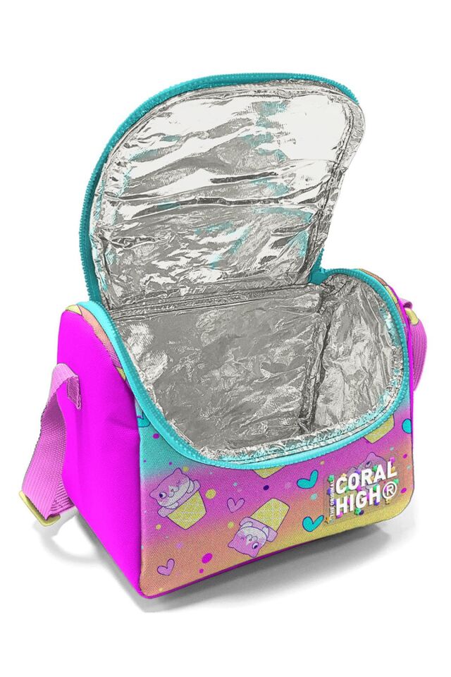 Kids Renkli Dondurmalı Kedi Desenli Thermo Beslenme Çantası 11881