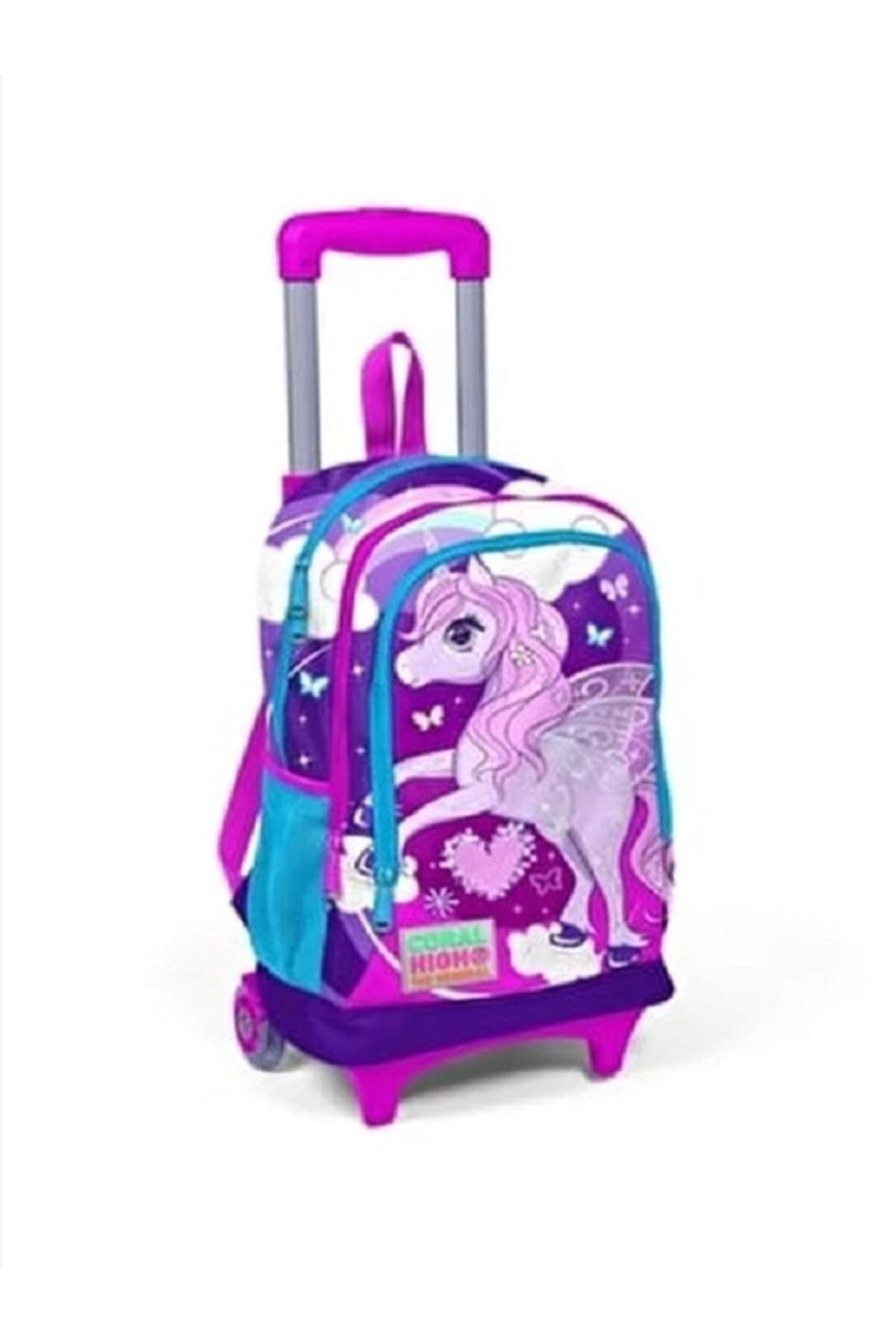 Coral High Kids Mor Pembe Işıklı Tekerlekli Üç Bölmeli Çekçekli Sırt/okul Çantası 23908