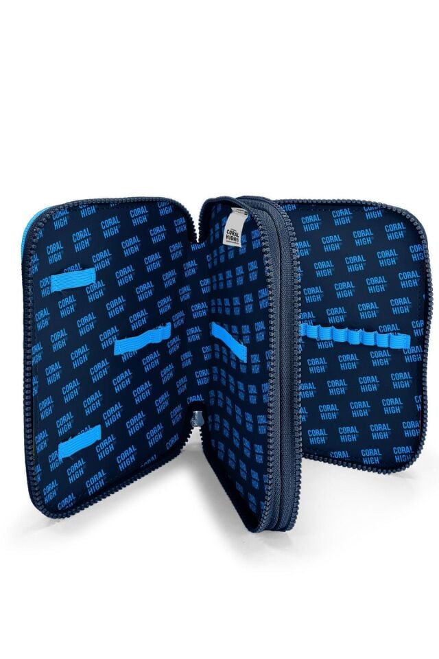 Lacivert Mavi Astronot Desenli Çift Katlı Kalem Çanta Kalemlik Erkek Çocuk