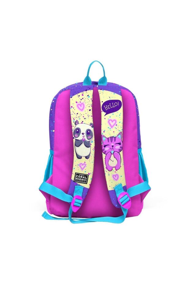 Coral High Kids Mor Pembe Anime Kız Desenli 3’lü Okul Çanta Seti Mor Pembe